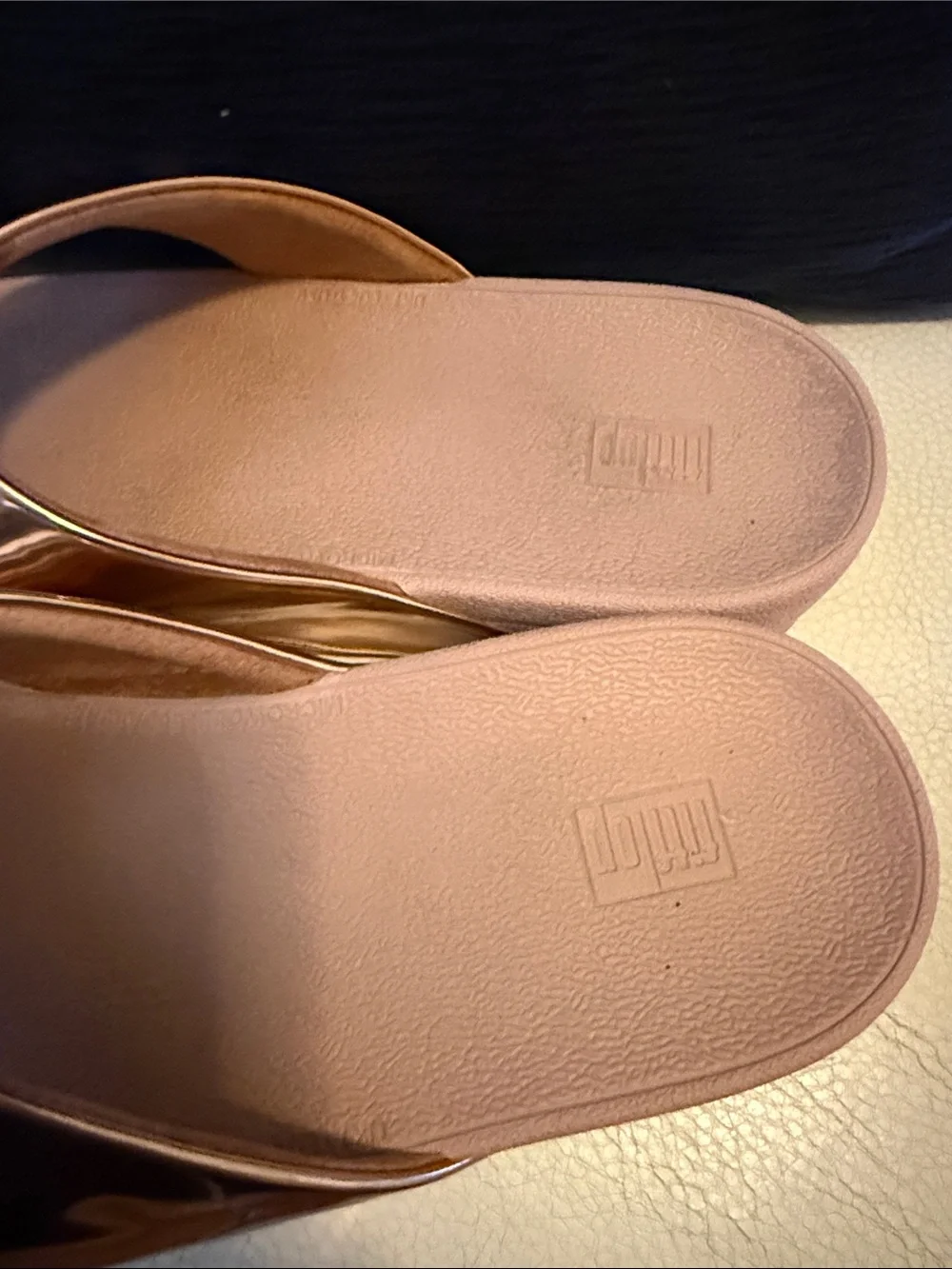 Fitflop Women's Metallic Rose Gold Slide Sandals - Picture 7 of 13